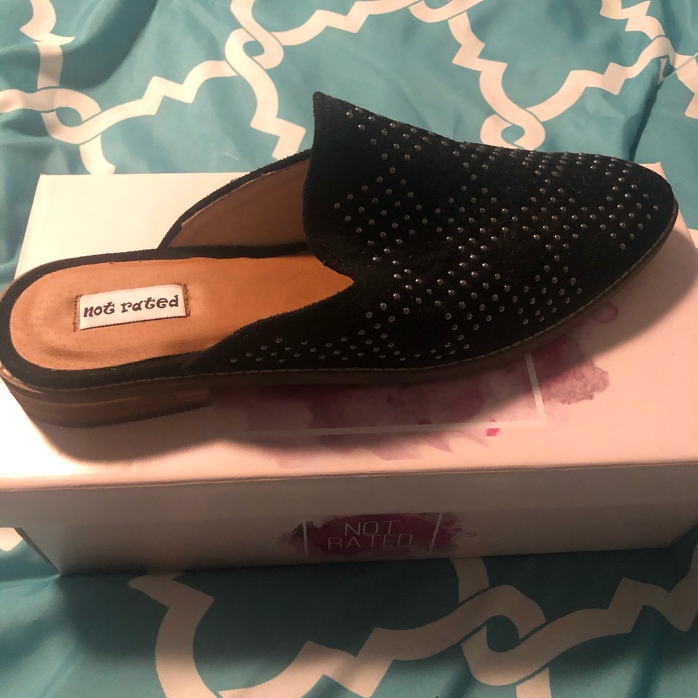 Black studded mules